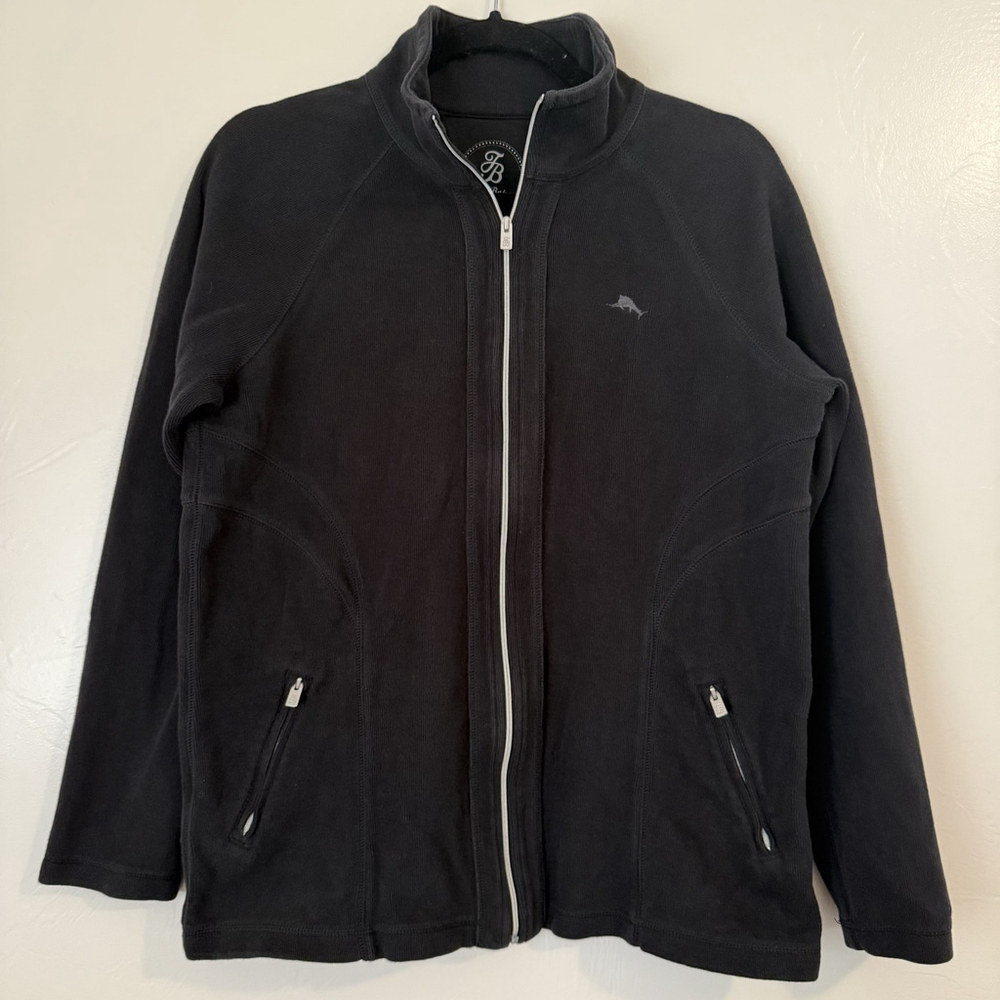 Women’s Tommy Bahama Aruba Full Zip Sweatshirt Cotton Blend Black Size Medium